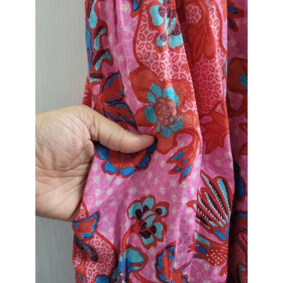 Tuckernuck Pink Floral Smocked Dress Ruffle Sleeve Tiered Midi Cotton XL - Picture 8 of 10